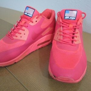 Nike Air Max 90 Hyperfuse Independence Day Solar Red Pink 454446-600 Mens US 9.5